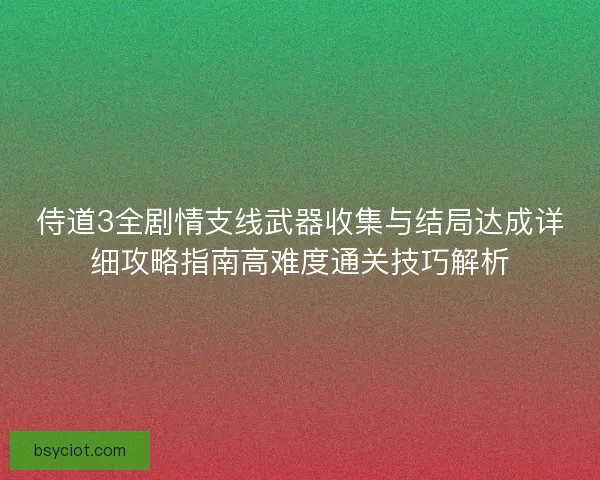 侍道3全剧情支线武器收集与结局达成详细攻略指南高难度通关技巧解析 侍道3全剧情支线武器收集与结局达成详细攻略指南高难度通关技巧解析
