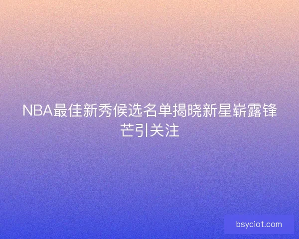 NBA最佳新秀候选名单揭晓新星崭露锋芒引关注