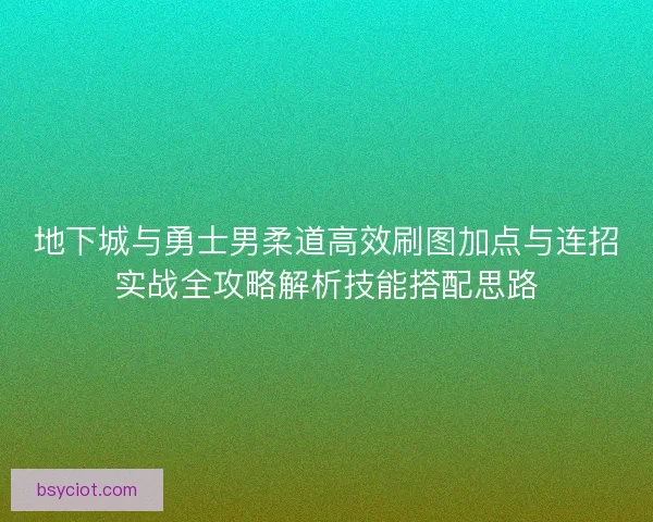 地下城与勇士男柔道高效刷图加点与连招实战全攻略解析技能搭配思路